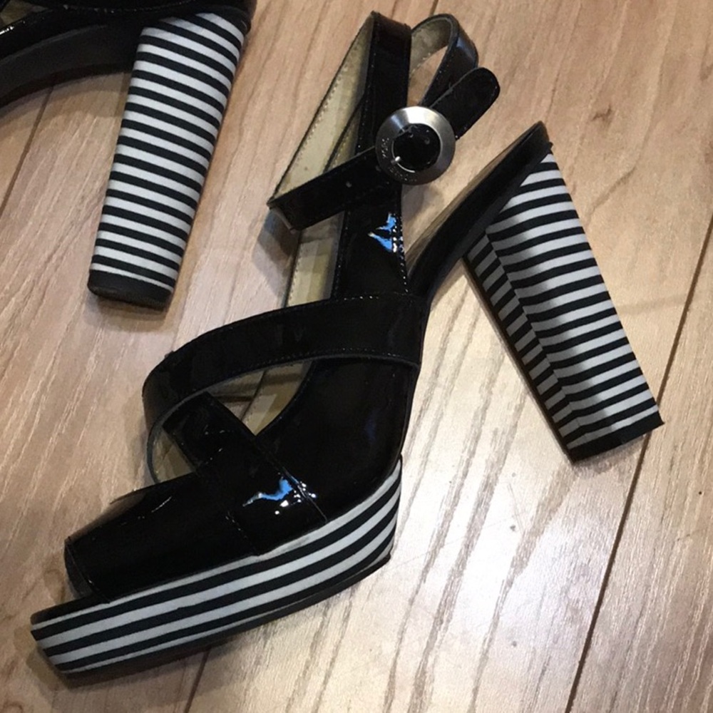 Michael Kors Darrien Ankle Stripe Patent Sandal